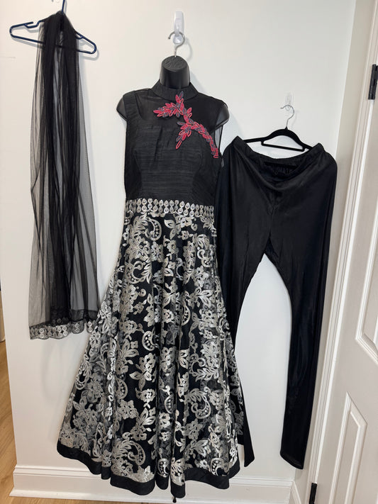 Black Silver Anarkali - 36