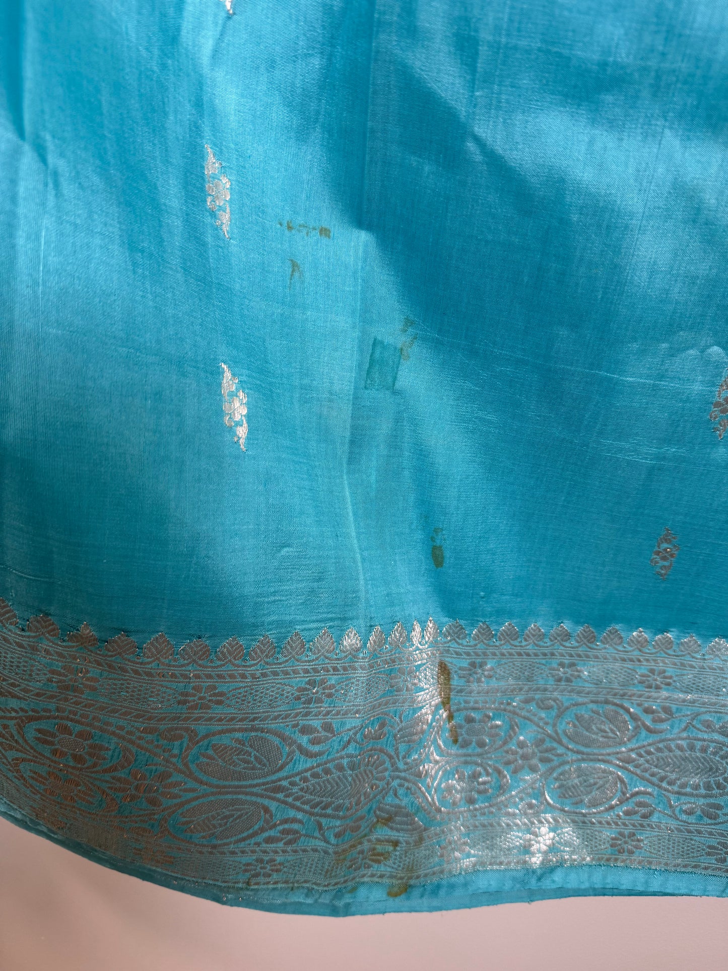 Teal Silver Sari Only