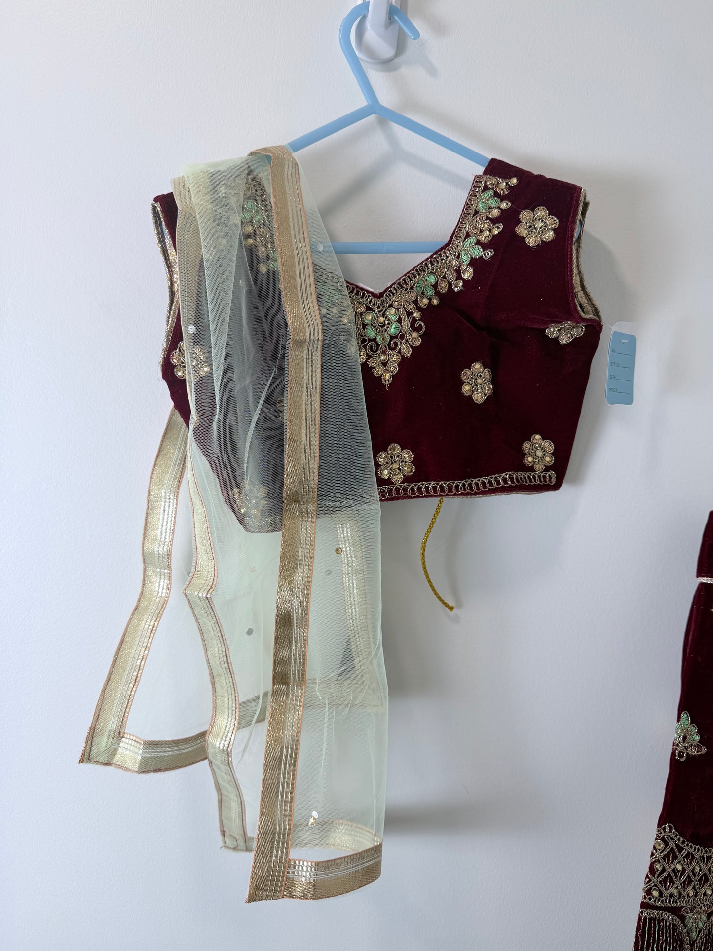 Maroon Green Lehenga - Kids Size 18